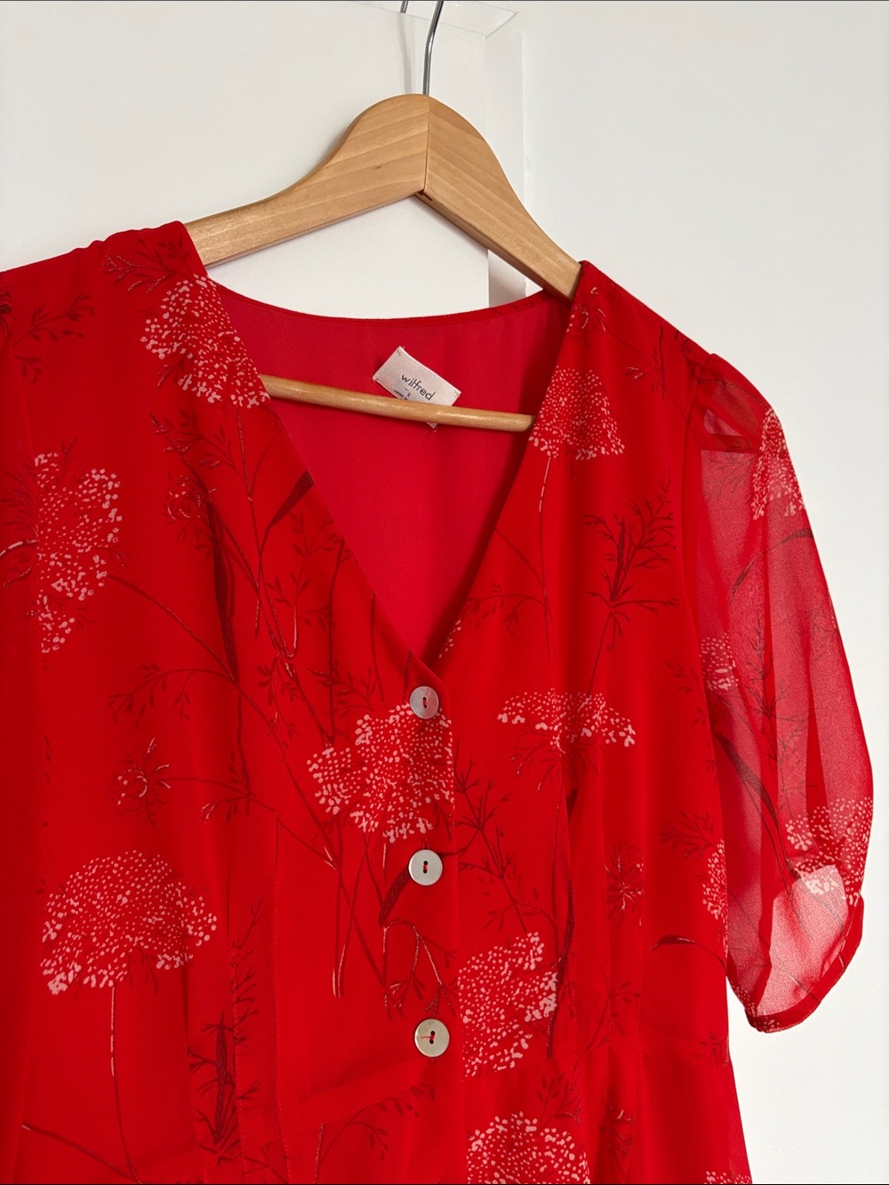 Wilfred Red Floral Button-Front V-Neck Dress